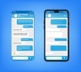 ui ux phone chat bot blue interface text message vector image