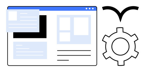 website dashboard with menu pop-up and gear icon vector image