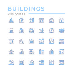 Building Icon Set - Line Style vector image