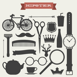 hipster icon set vector