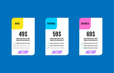 Pricing table for websites and applications vector