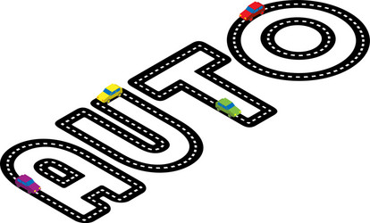 Isometric road in the form of word auto on white vector