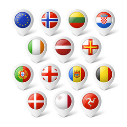 map pointers with flags europe vector image