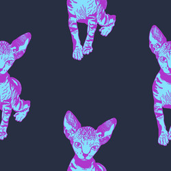 sphinx kittens seamless pattern the cat is neon vector