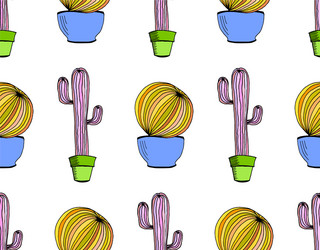 cactus background seamless pattern with vector image