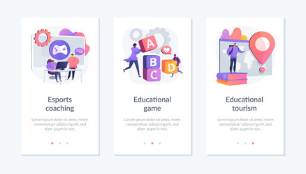 Gamified learning system app interface template vector