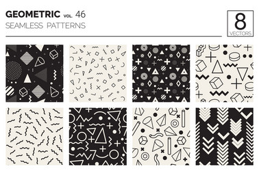 minimal geometric seamless patterns set vector image