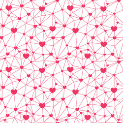 red network of hearts seamless repeat pattern vector