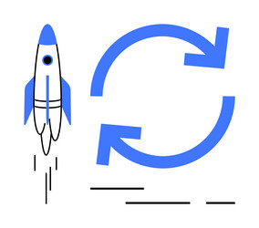 rocket launch with circular arrow symbolizing vector image