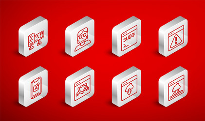 set line cloud technology data transfer hacker vector image