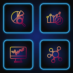 set line project team base monitor with graph vector image