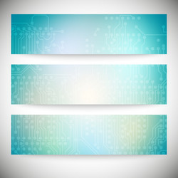 set of horizontal banners microchip backgrounds vector