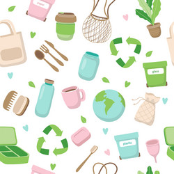 zero waste concept seamless pattern with different vector