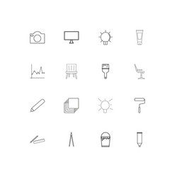 creative process and design linear thin icons set vector image