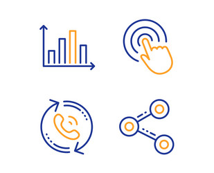 diagram graph call center and click icons set vector image