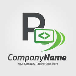 programming code and computer monitor logo vector image