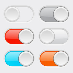 Toggle switch colored web buttons vector