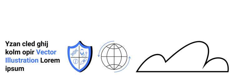 abstract shield globe and cloud symbolizing vector image