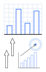growth chart and target concept with bar graph vector image
