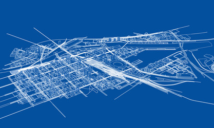 Outline city concept wire-frame style vector