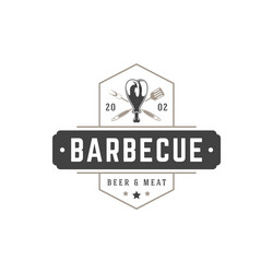 Retro Barbecue Logo Template Vector Image