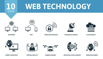 web technology icon set contains editable icons vector image