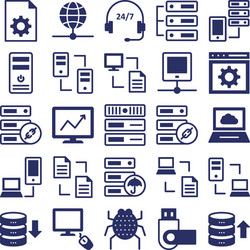 database server and location icons set every ico vector image