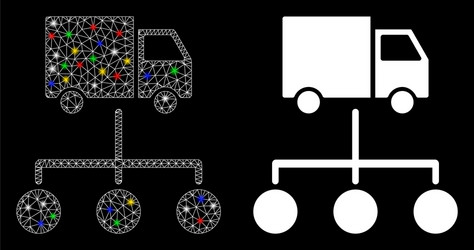 Flare mesh wire frame lorry distribution scheme vector