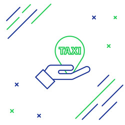 line hand on map pointer with taxi icon isolated vector image