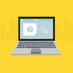 media player application app template with flat vector image