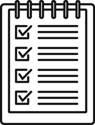 notebook checklist icon outline style vector image