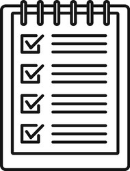 Notebook checklist icon outline style vector