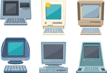 Retro Computer Collection - Old PCs vector image