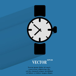 Watchclock flat modern web button with long shadow vector