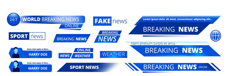 breaking news broadcasting banners tv sport vector