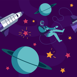 cosmonauts and rockets space exploration pattern vector image