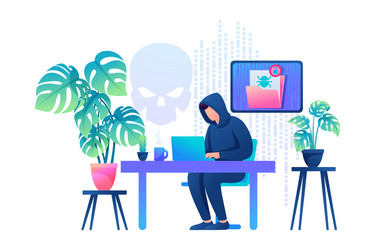 hacker working on a laptop cyber fraud email vector image