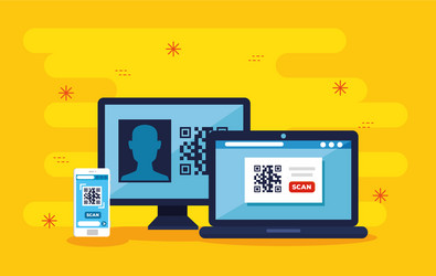 scan code qr with computers and smartphone vector image