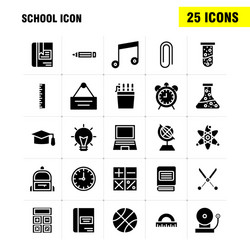 School icon solid glyph pack for designers vector