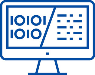 binary code data encryption line icon concept vector image