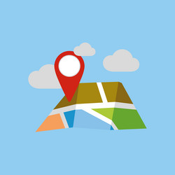 map with an isolated pin there are also clouds vector image