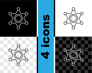 set line hexagram sheriff icon isolated on black vector image
