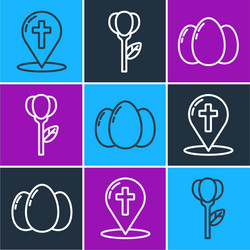 set line map pointer with christian cross easter vector image