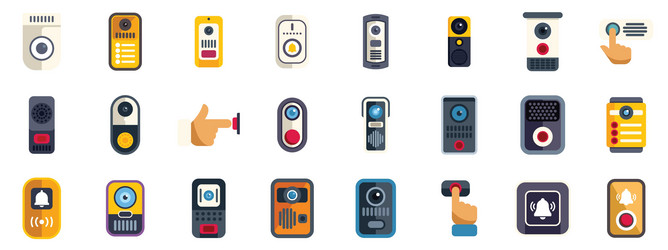 set of intercom icons showing different types vector image