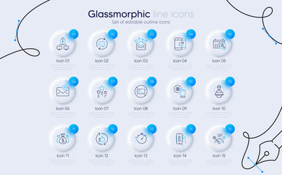 set of timer new mail and refresh like line icons vector image