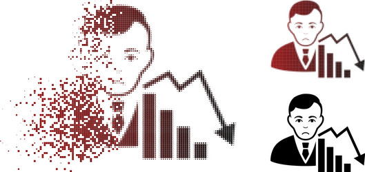 unhappy fragmented pixelated halftone stock trader vector image
