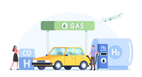 Vehicle hydrogen fuel filling service green vector