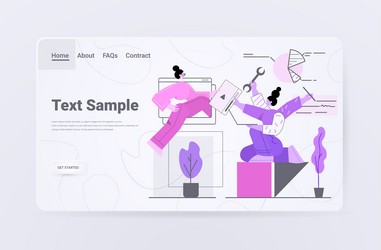 developers couple creating website ui interface vector image