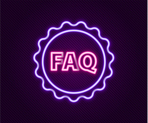 glowing neon line label with text faq information vector image