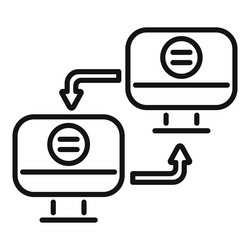 two computers exchanging data transferring files vector image